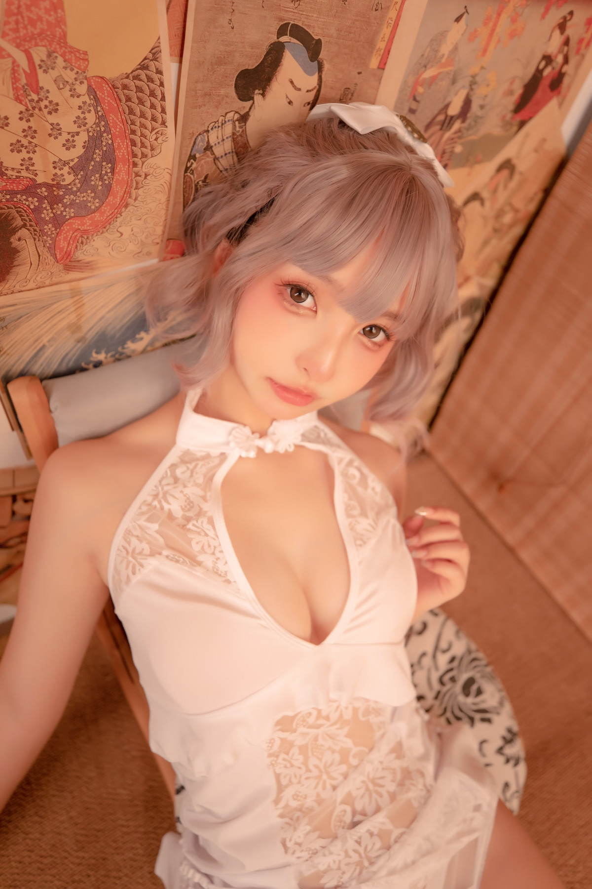 Cosplay 神楽板真冬 白旗袍 51