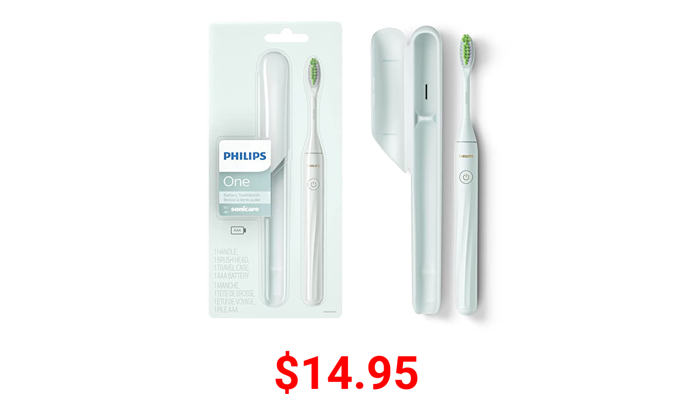 Philips One by Sonicare Battery Toothbrush, Mint Light Blue, HY1100/03