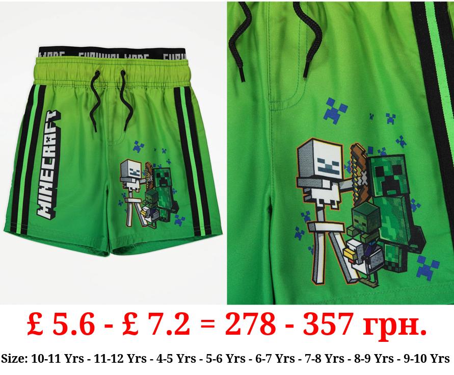Minecraft Character Green Swim Shorts