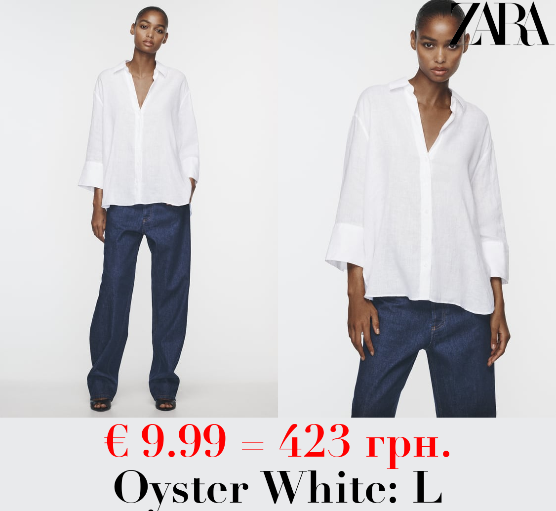 LINEN SHIRT WITH AN ASYMMETRIC HEM