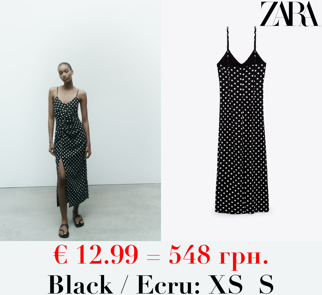 LINEN BLEND POLKA DOT DRESS