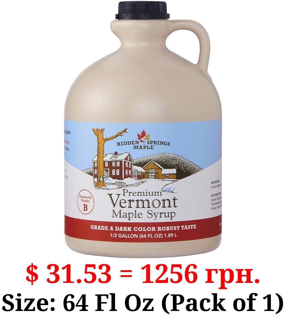 Hidden Springs Maple Dark Half Gallon 100% Pure Maple Syrup USA/CAN, BPA-free Jug