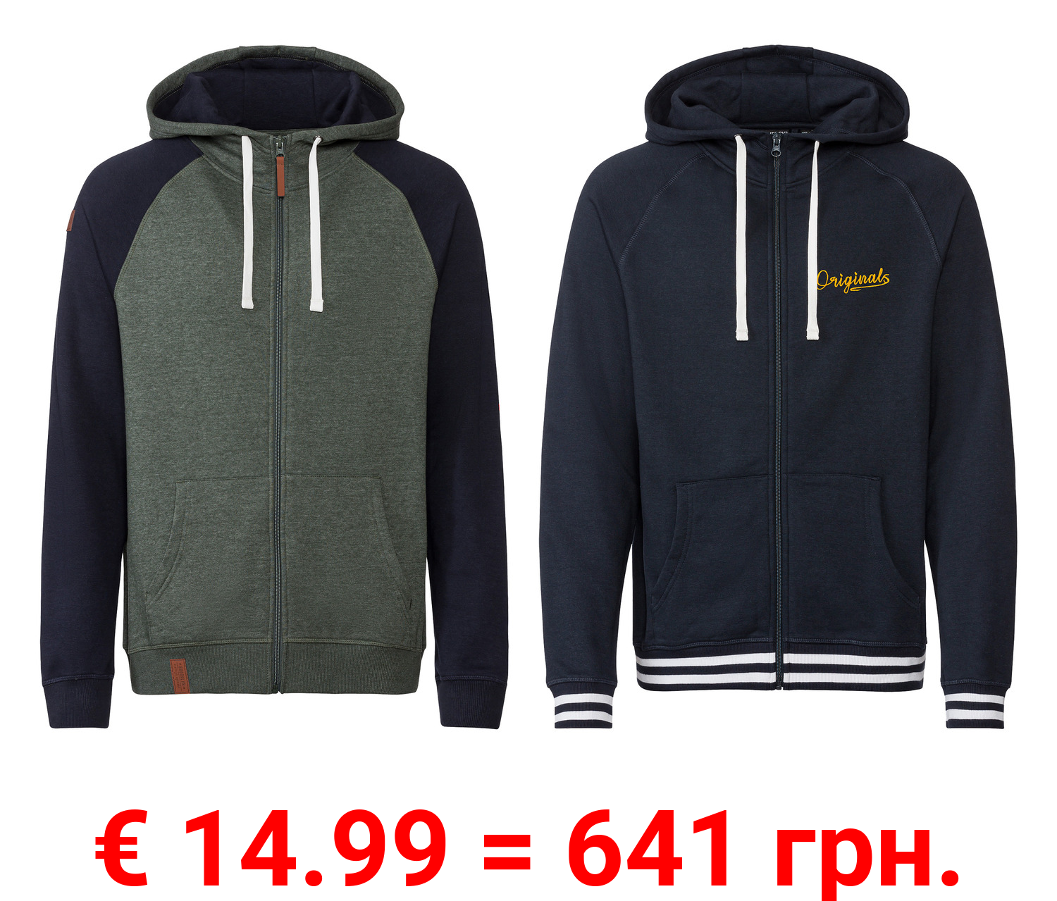 LIVERGY® Herren Sweatjacke mit Kapuze