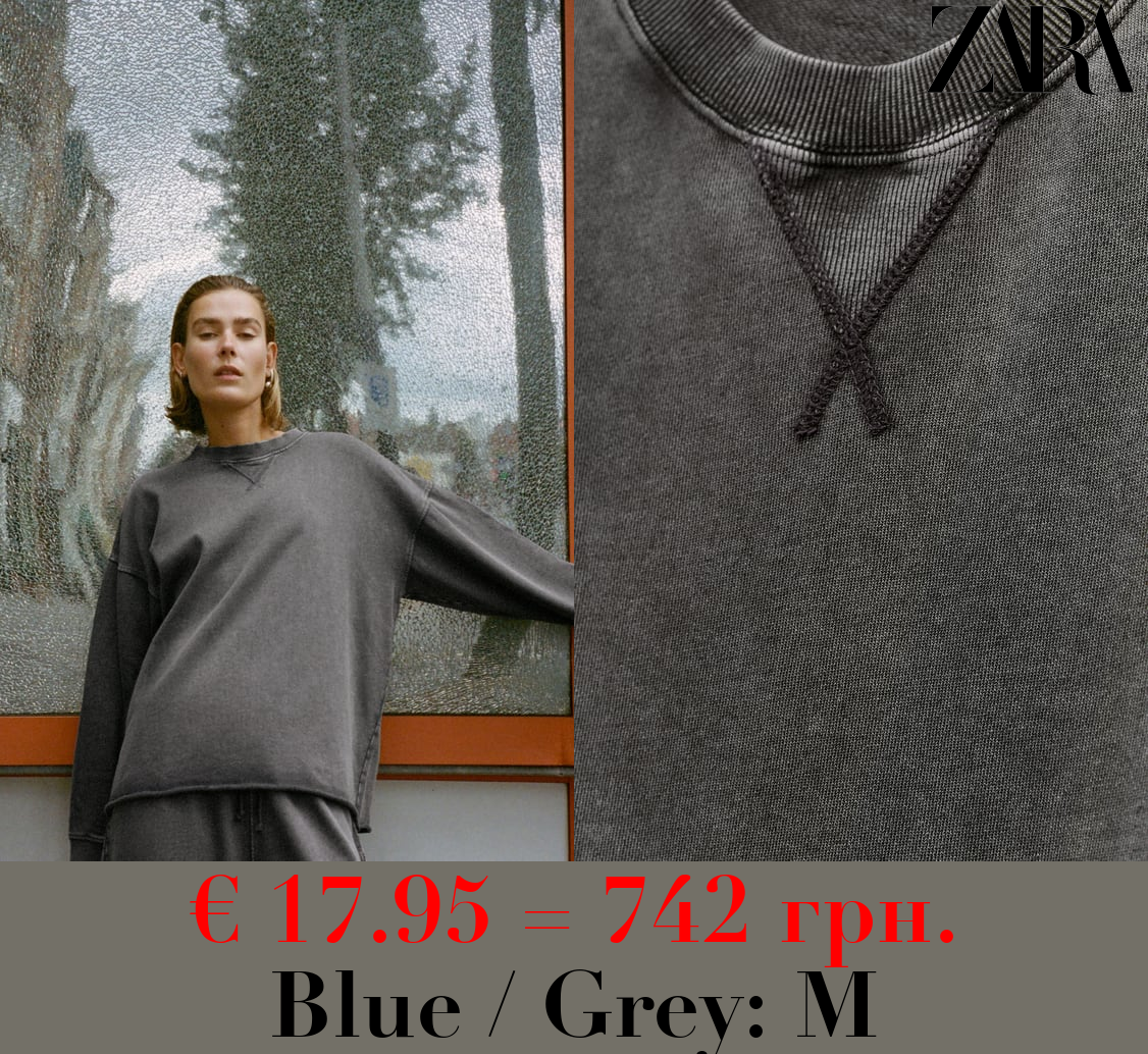 FADED-EFFECT PLUSH SWEATSHIRT