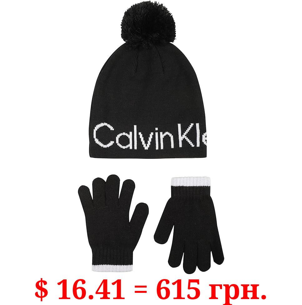 Calvin Klein girls Girl's Beanie and Glove Set