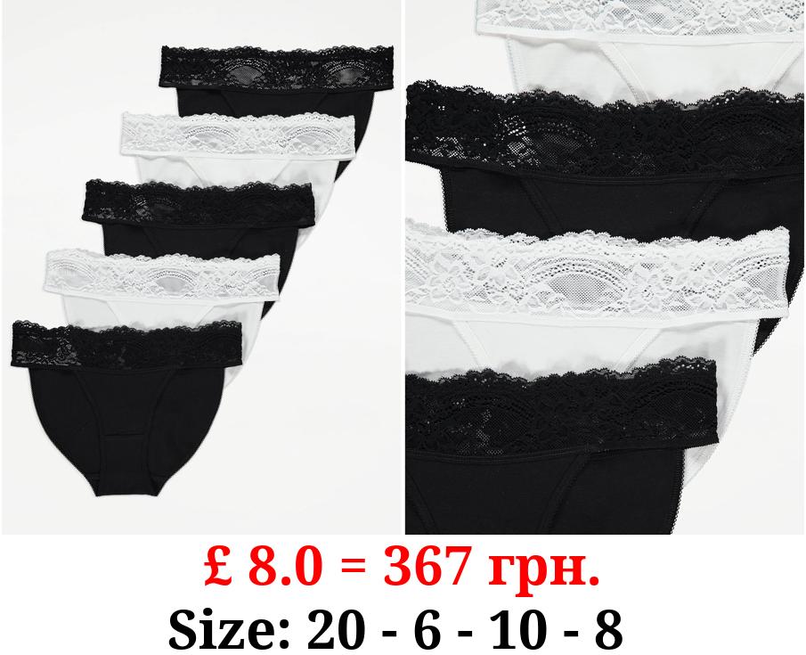 Lace Trim Tanga Briefs 5 Pack