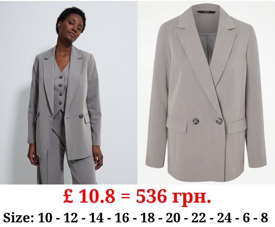 Grey Double Button Blazer