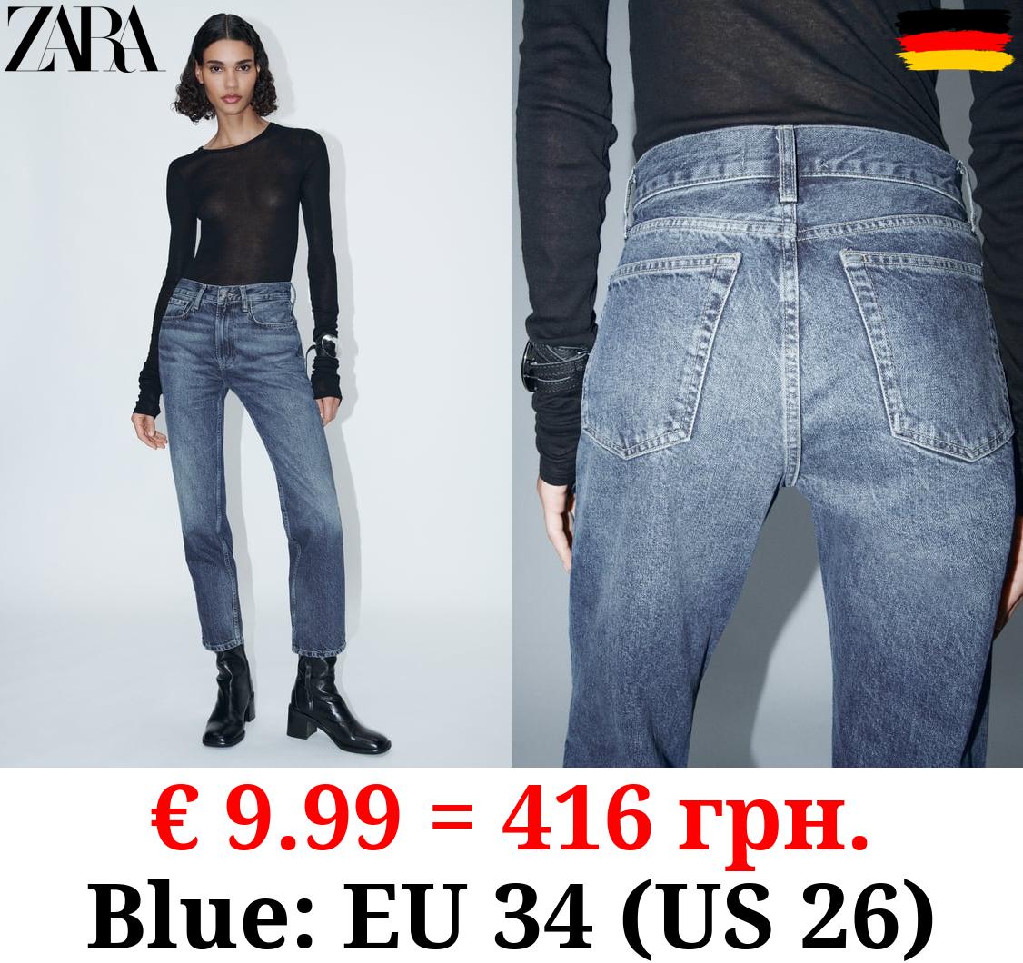 ZW COLLECTION STRAIGHT LEG MID-RISE CROPPED JEANS