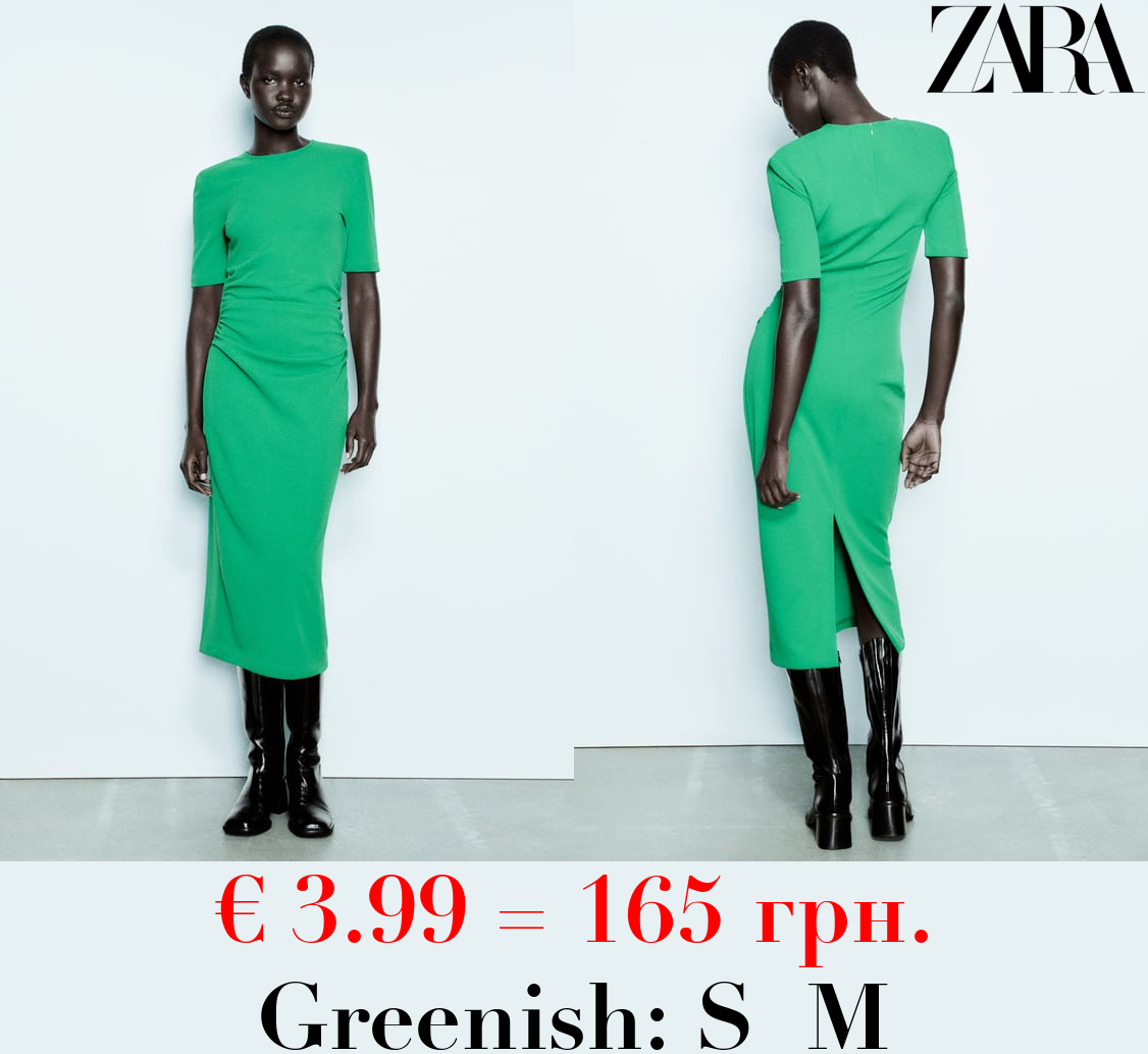 DRAPED DRESS WITH SHOULDER PADS