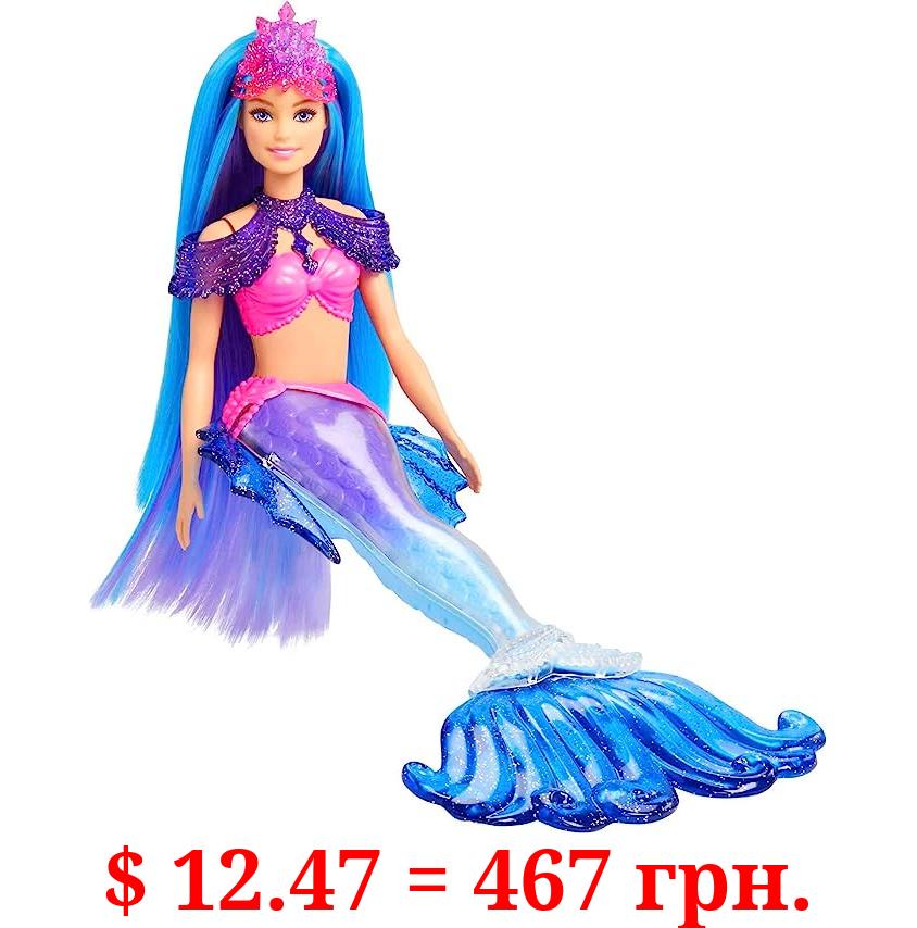 Barbie Mermaid Malibu Doll with Seahorse Pet and Accessories, Mermaid Toys with Interchangeable Fins​​​