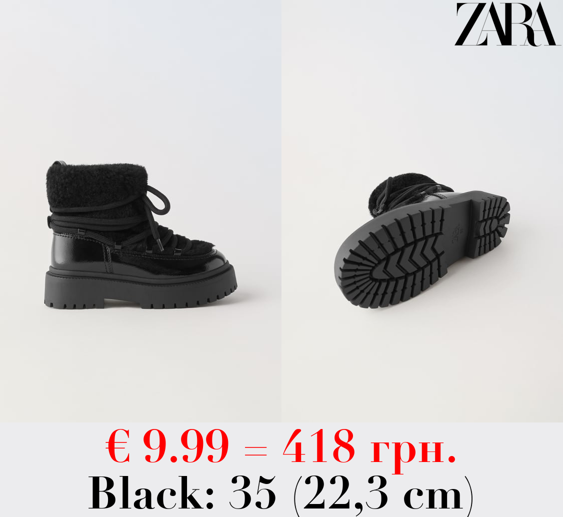 LINED PATENT-FINISH ANKLE BOOTS