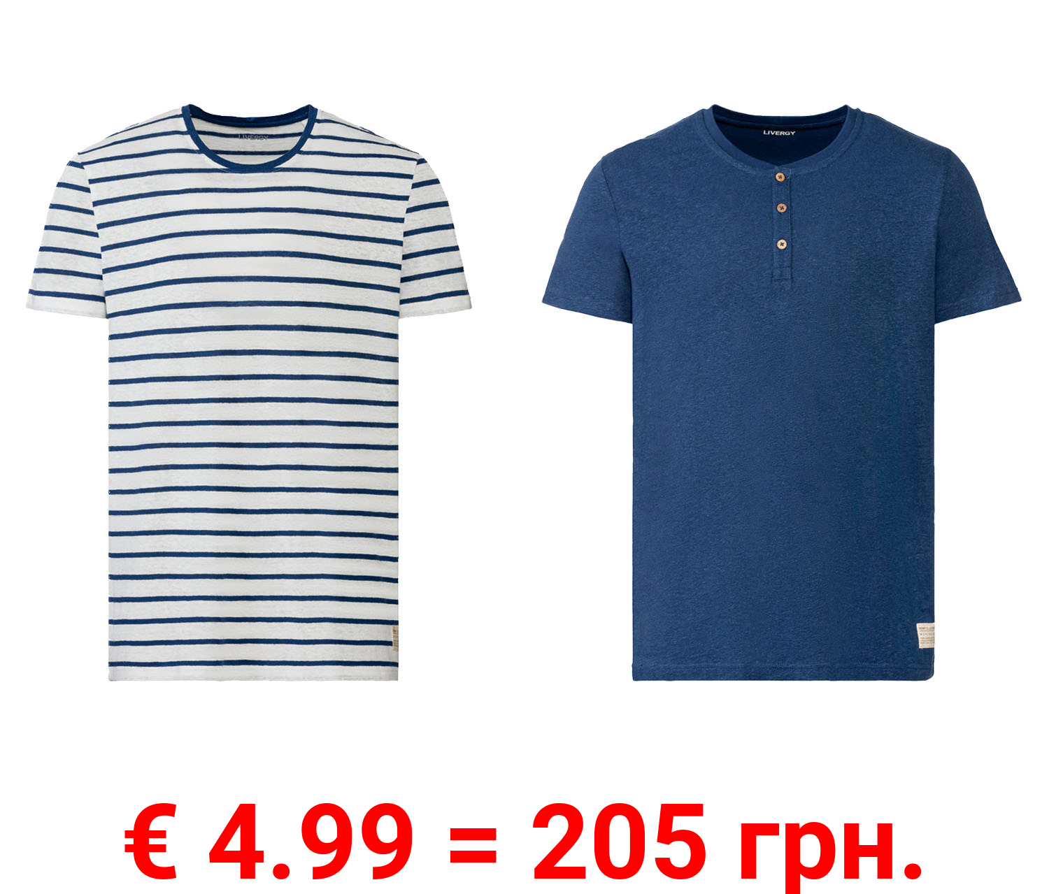 LIVERGY® Herren T-Shirt, körpernah geschnitten, mit Bio-Baumwolle