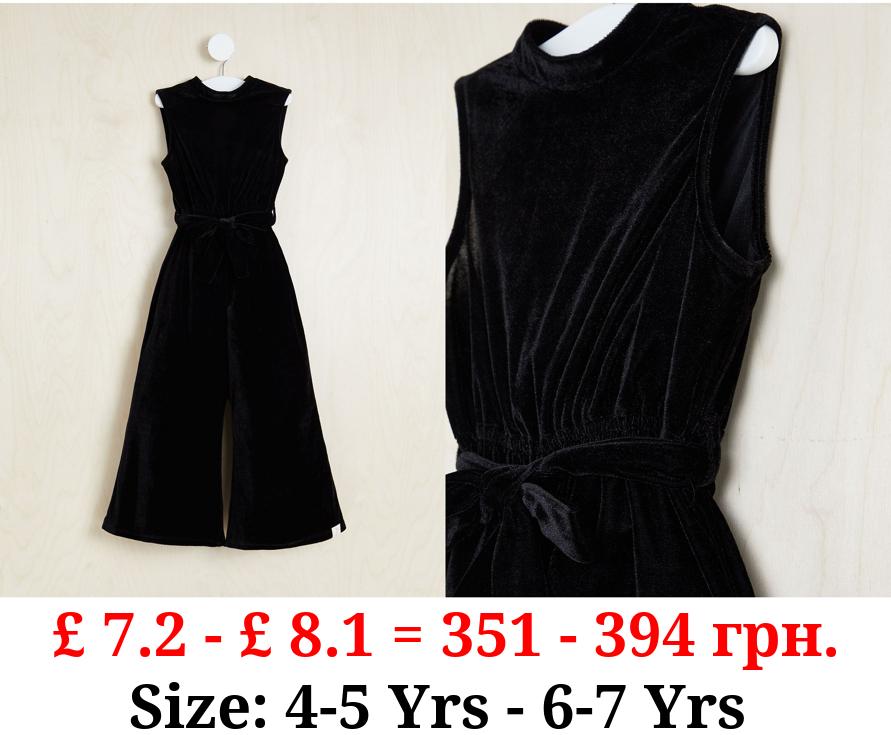 Billie Faiers Black Velour Sleeveless Jumpsuit