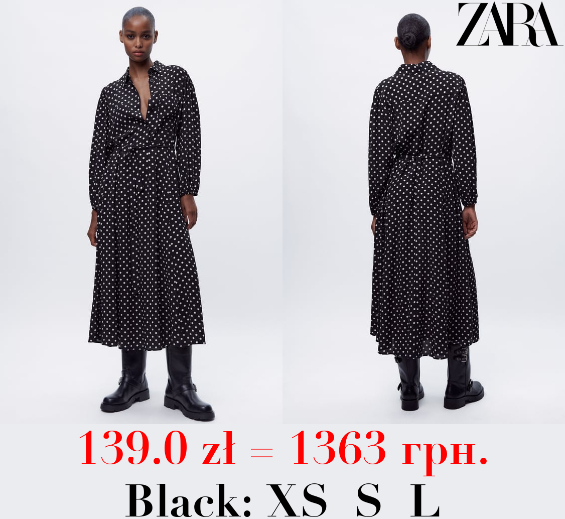 POLKA DOT PRINT MIDI DRESS