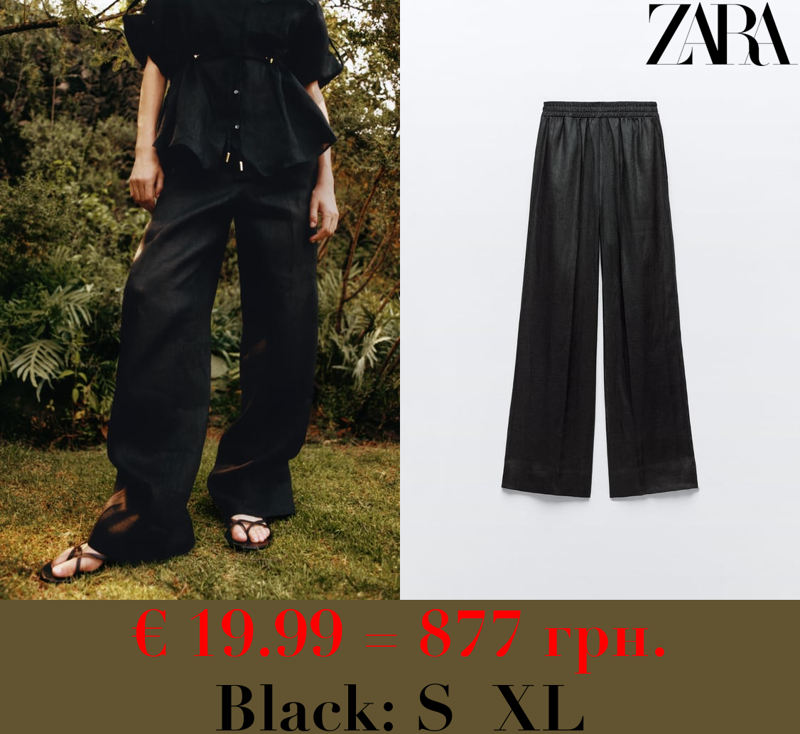 100% LINEN STRAIGHT TROUSERS
