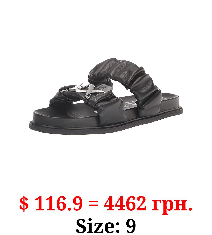 A｜X ARMANI EXCHANGE Women's Aretha Ruched Logo Flat Sandals