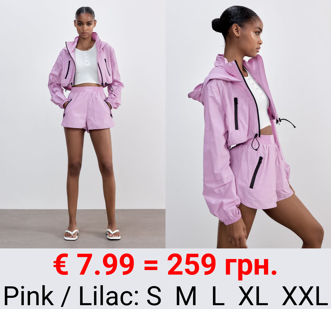 CROPPED RAINCOAT WITH ZIPS