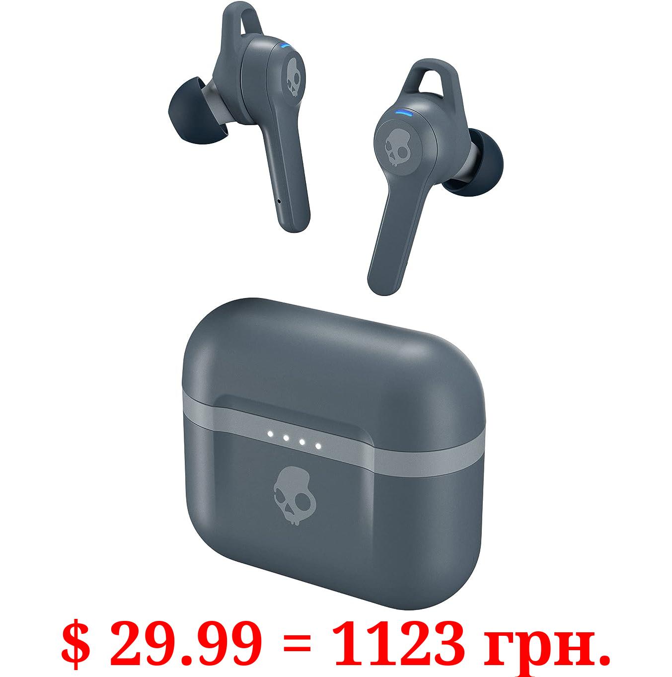 Skullcandy Indy Evo In-Ear Wireless Earbuds, 30 Hr Battery, Microphone, Works with iPhone Android and Bluetooth Devices - Grey