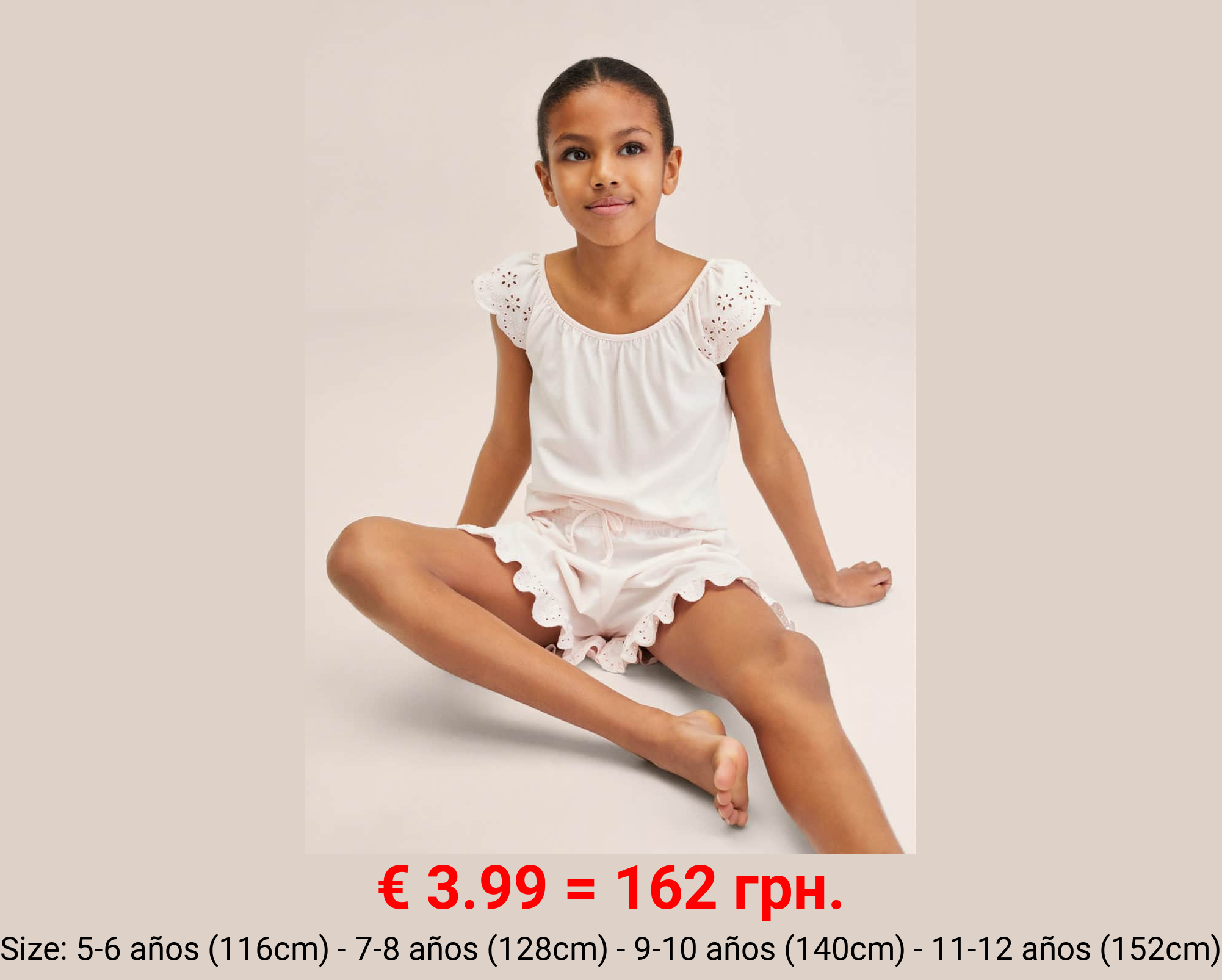 Pijama corto algodón bordado