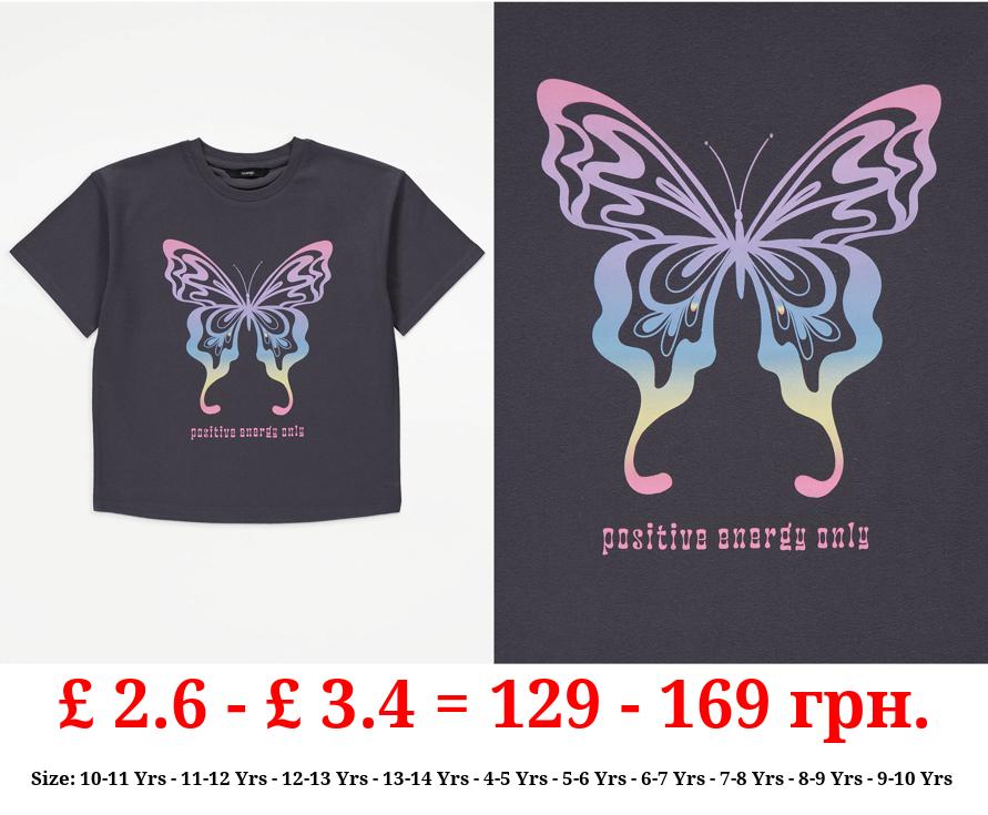 Charcoal Butterfly Short Sleeve T-Shirt