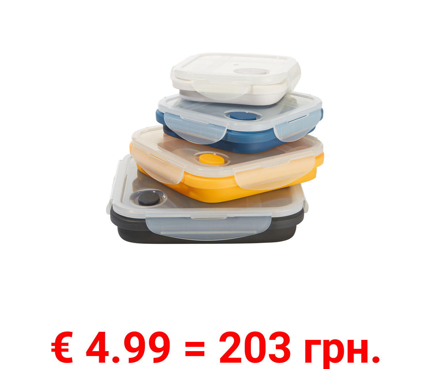 ERNESTO Frischhaltedosen faltbar Silikon 4 tlg