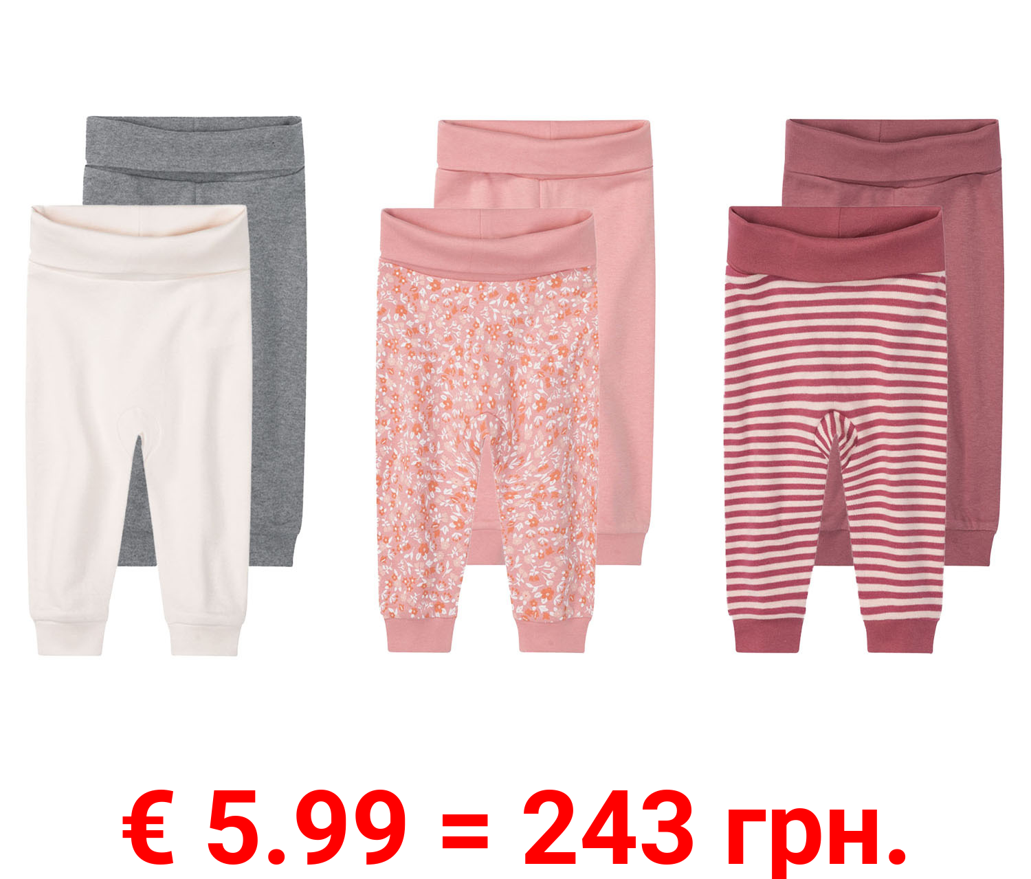 lupilu Baby Mädchen Jogginghose, 2 Stück, mit hohem Bio-Baumwollanteil