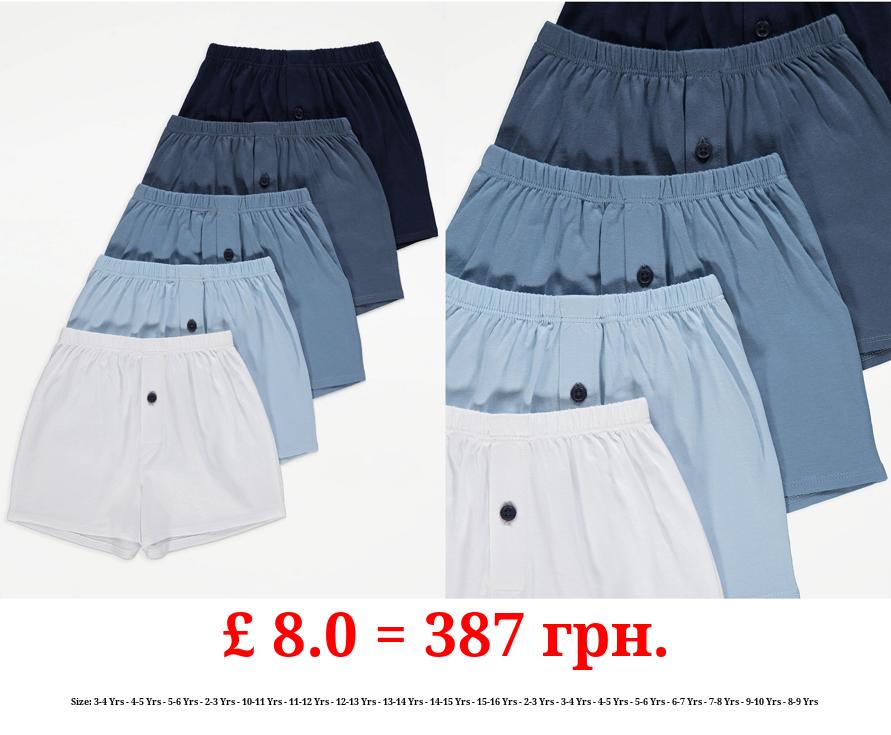 Blue Plain Boxers 5 Pack