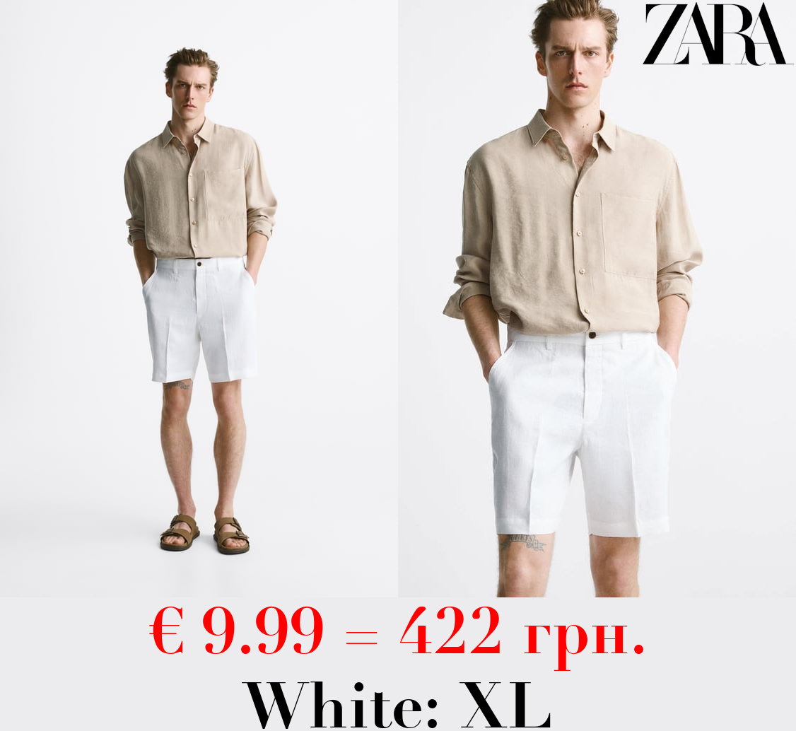100% LINEN BERMUDA SHORTS