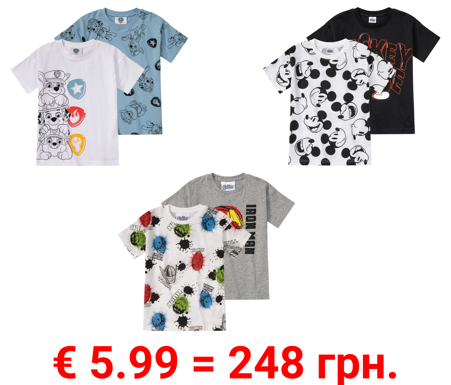 Kleinkinder/Kinder T-Shirts, 2 Stück, aus reiner Baumwolle