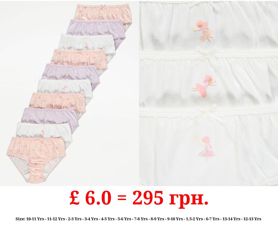 Ballerina Print Briefs 10 Pack