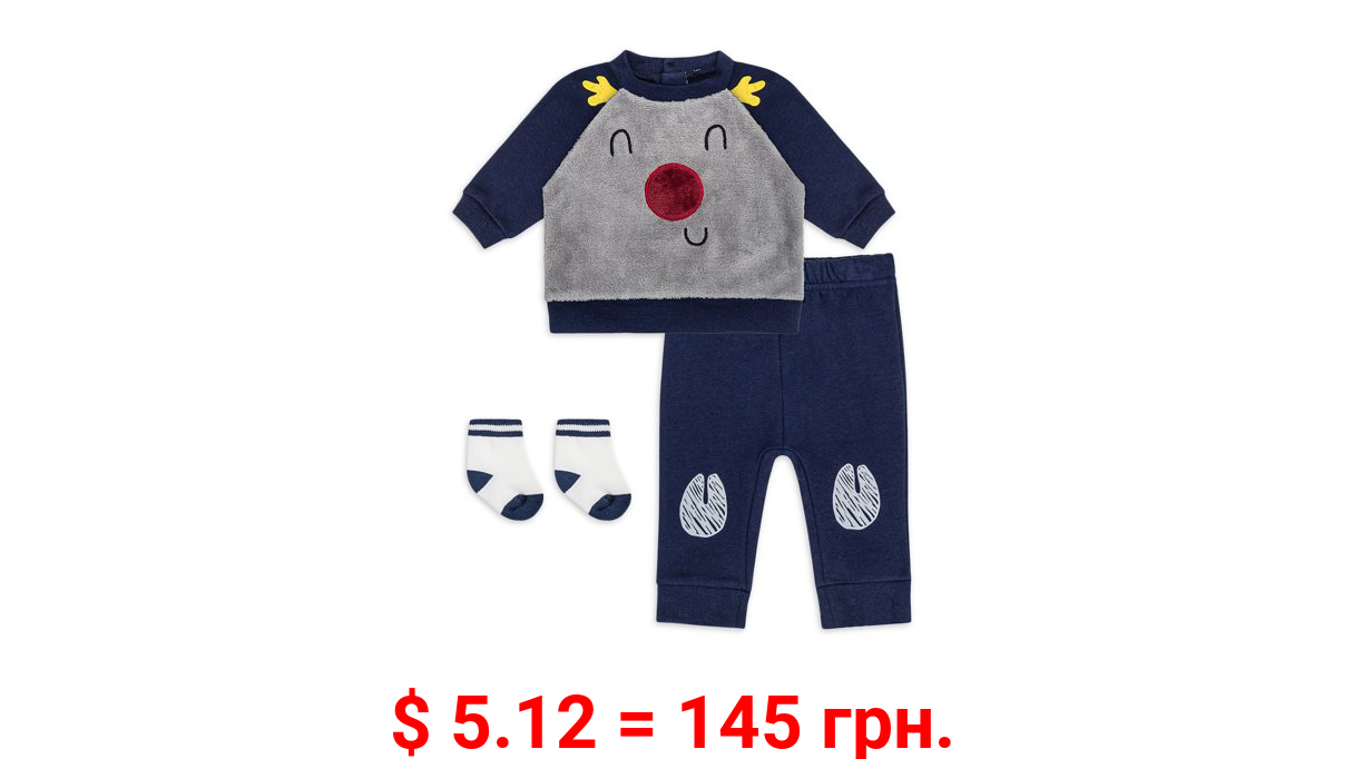 Petit Lem Baby Boy Three-Piece Sweatshirt Set (3M-24M)