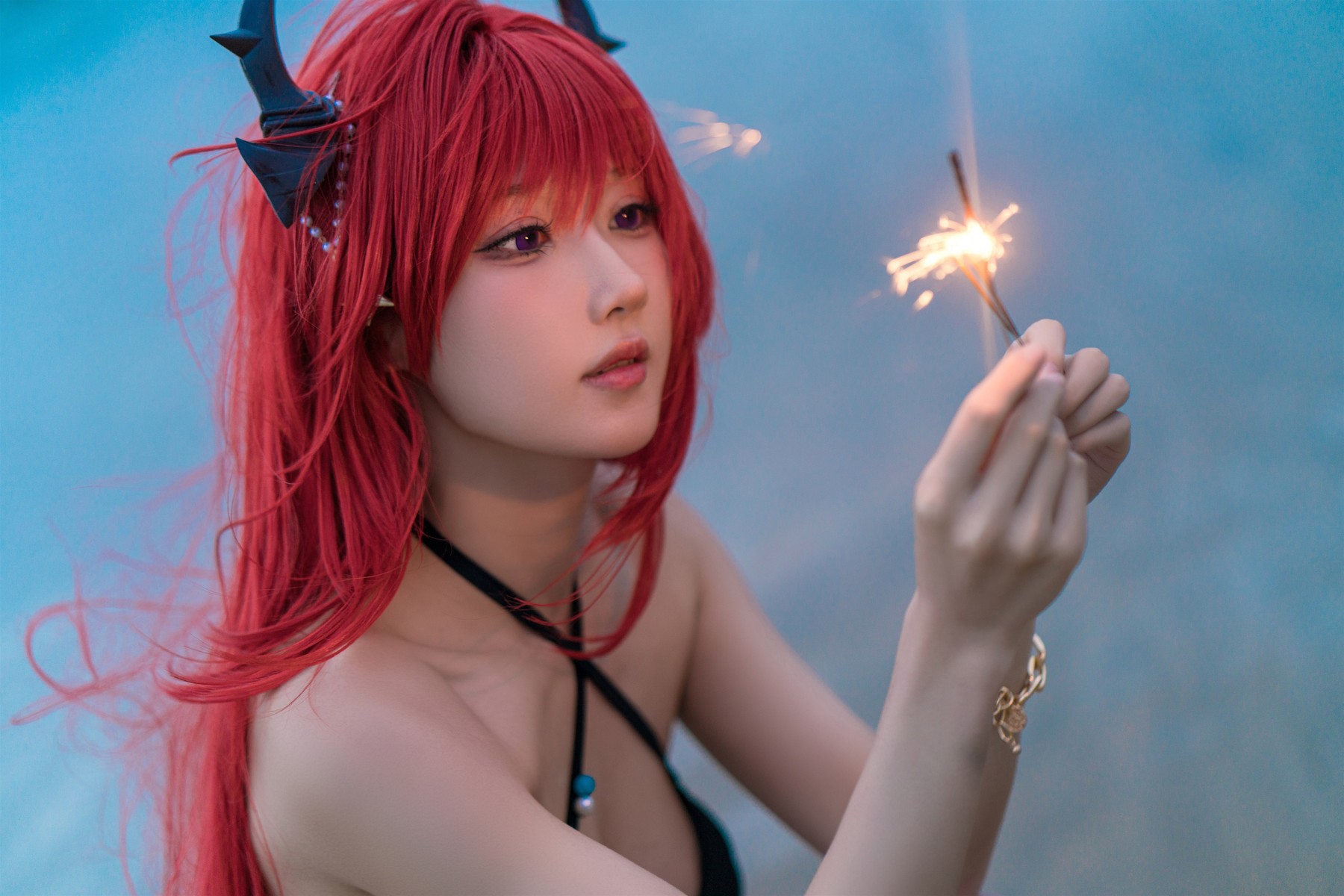 Cosplay 阿包也是兔娘 明日方舟 史尔特尔泳装 47