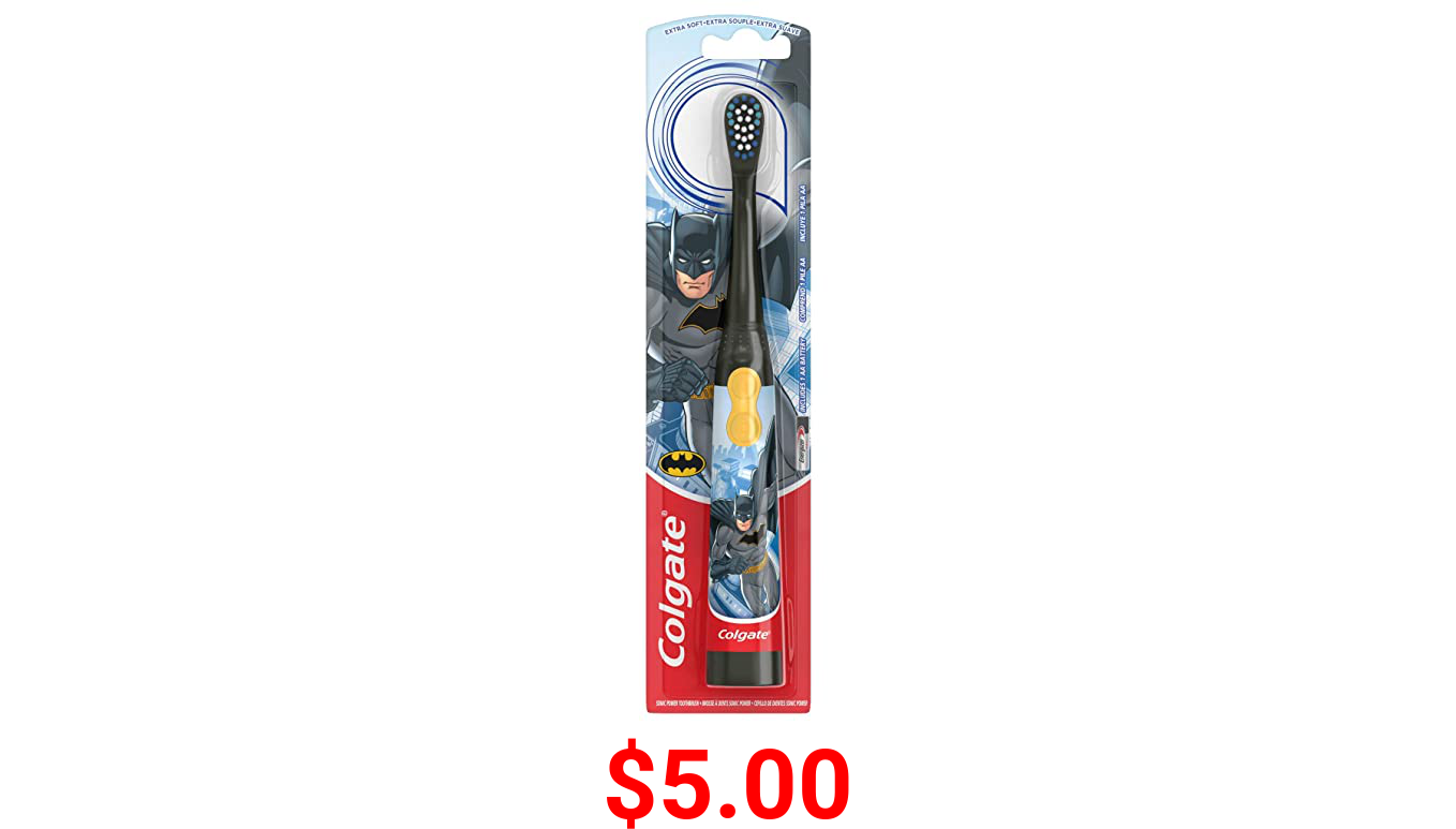 Colgate Kids Electric Battery Powered Toothbrush for Ages 3+, Extra Soft, Batman