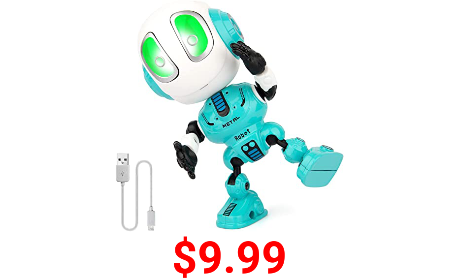 Summerdays Talking Robots for Kids,New Rechargeable Robot Toys Metal Mini Talking Robot with Repeats What You Say,Flexible Body Flashing Eyes, Popular for Boys Girls Christmas