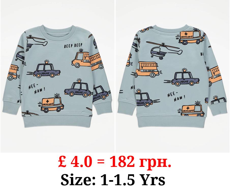 Light Blue Vehicle Graphic Sweatshirt