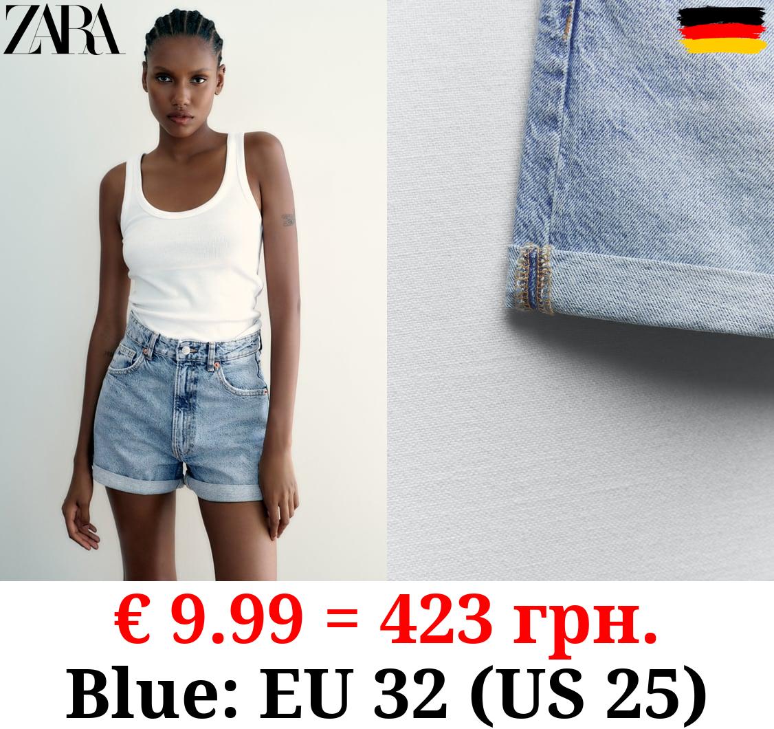 TRF HIGH-RISE MOM FIT DENIM BERMUDA SHORTS