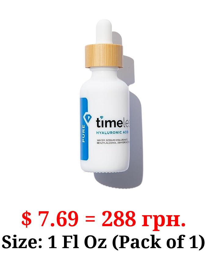 Timeless Skin Care Hyaluronic Acid 100% Pure Serum - 1 oz - Powerful Formula to Rehydrate Skin & Boost Moisture Levels + Relieves Appearance of Skin Tightness - Recommended for All Skin Types