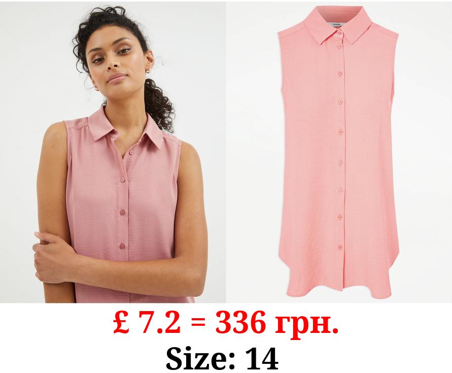 Pink Sleeveless Button Up Blouse