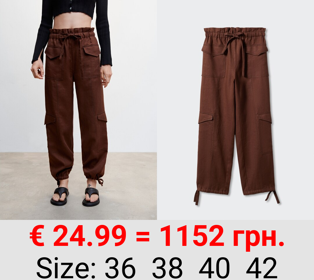 Pantalón lino estilo cargo