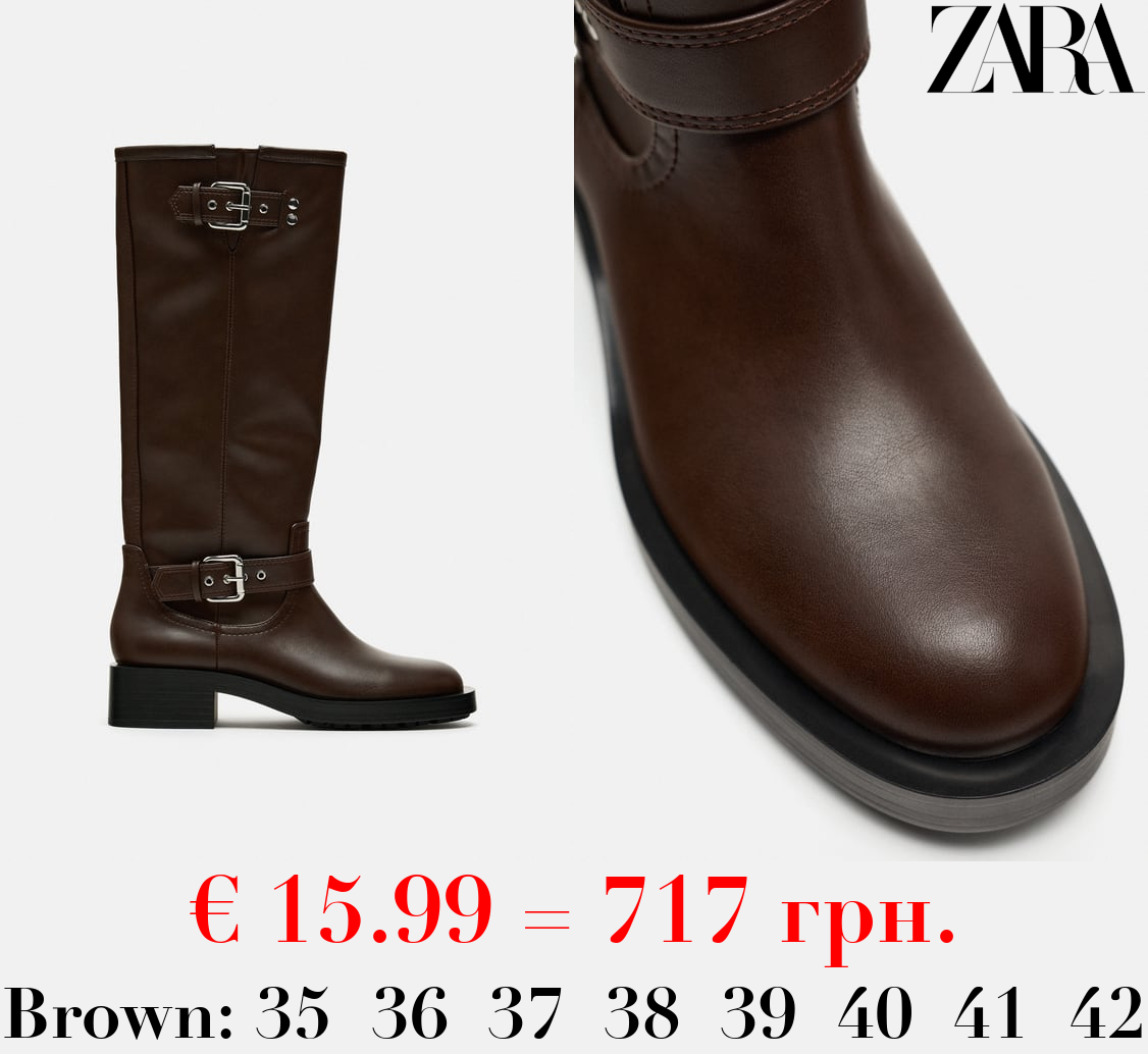 KNEE-HIGH BIKER BOOTS