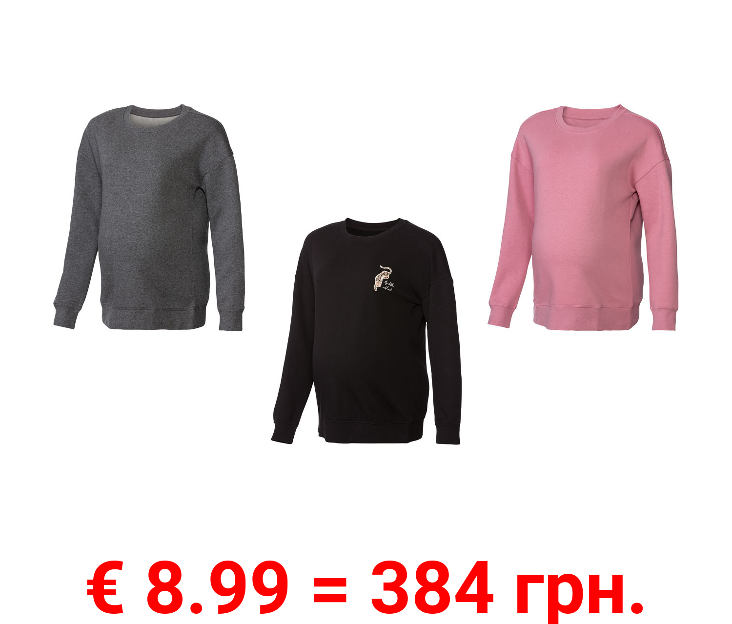 esmara® Damen Umstands-Sweatpullover mit überschnittenen Schultern