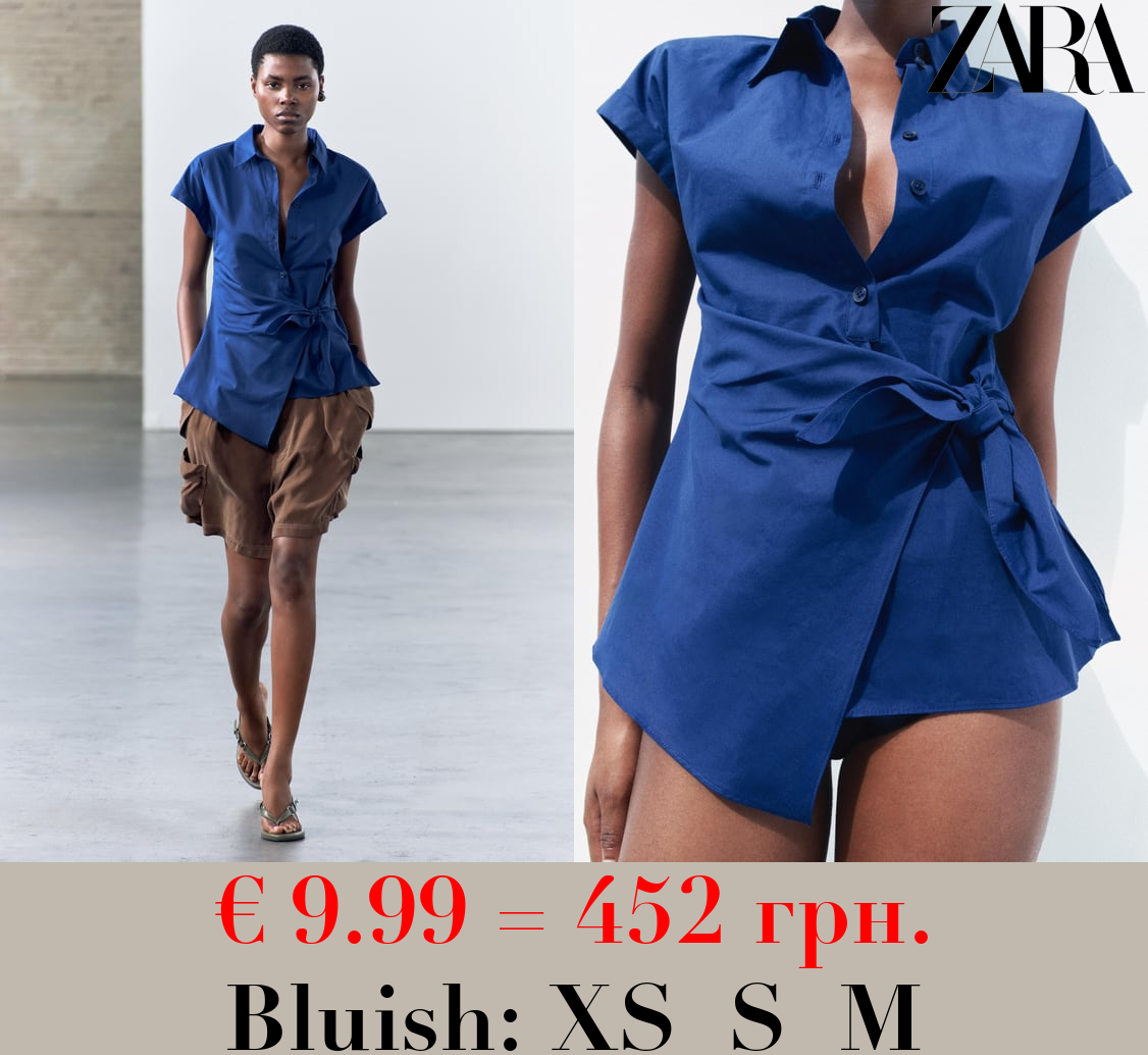 ZW COLLECTION POPLIN SHIRT WITH KNOT DETAIL