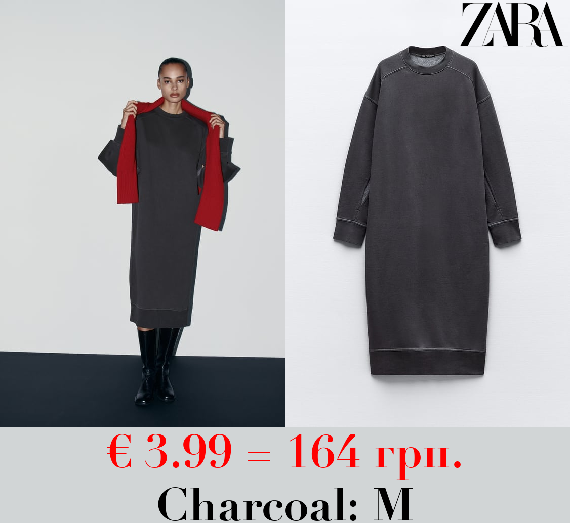 PLUSH SWEATSHIRT DRESS WITH OPENINGS