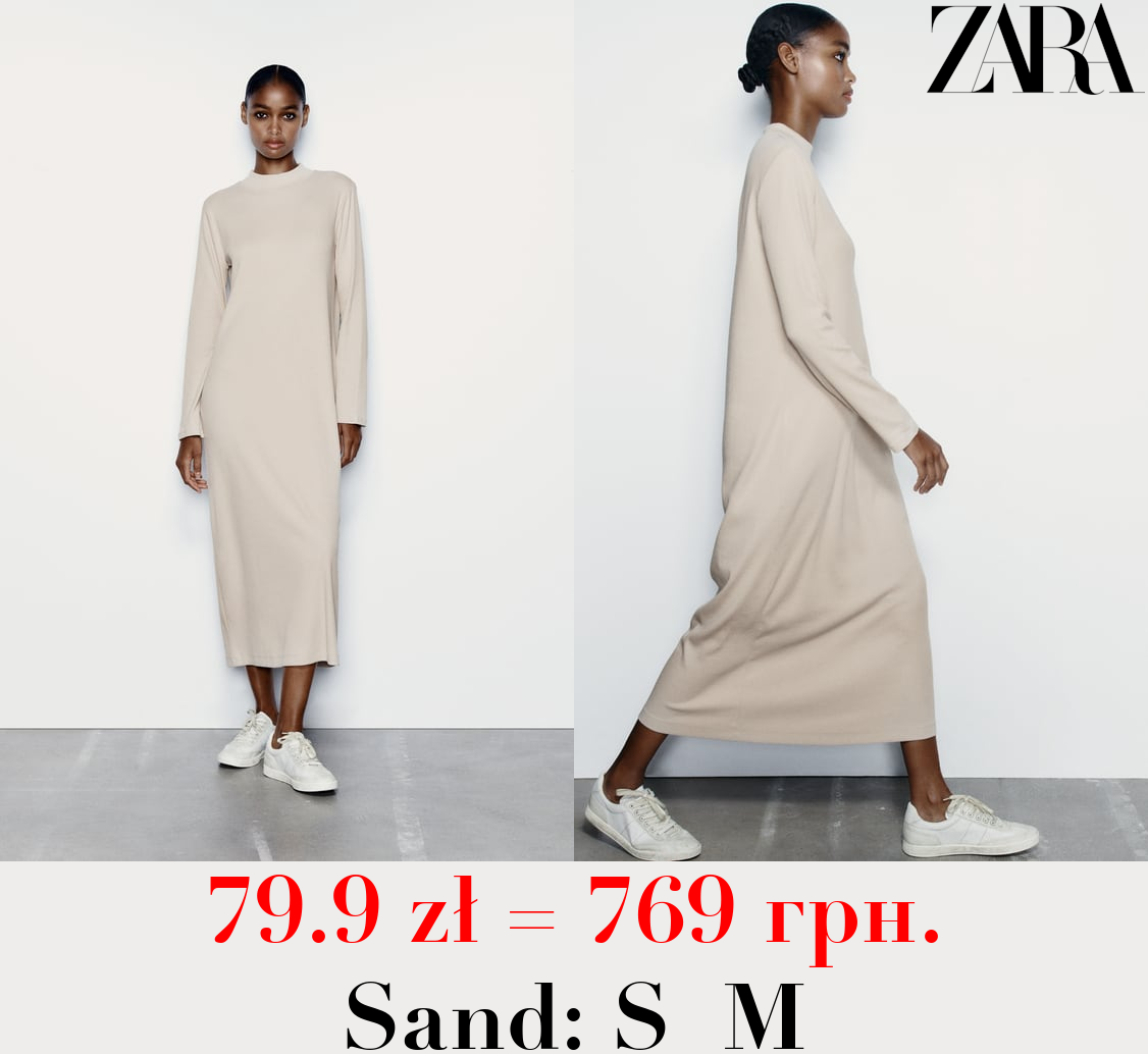 RIBBED MOCK-NECK DRESS