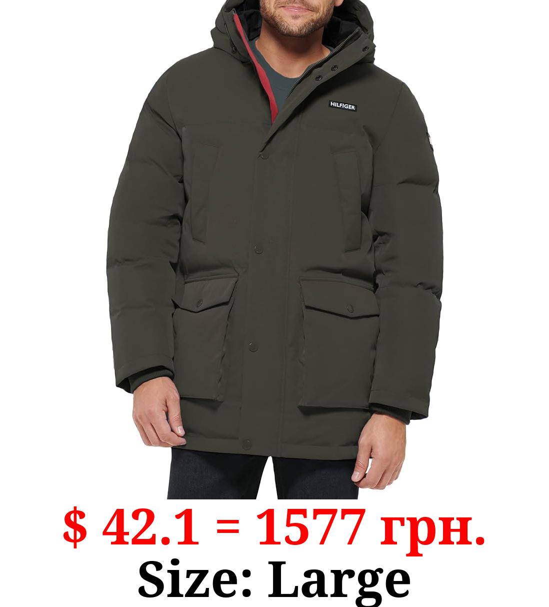 Tommy Hilfiger Men's Arctic Cloth Heavyweight Performance Parka Down Alternative Fur Lined Hood Outerwear Coat