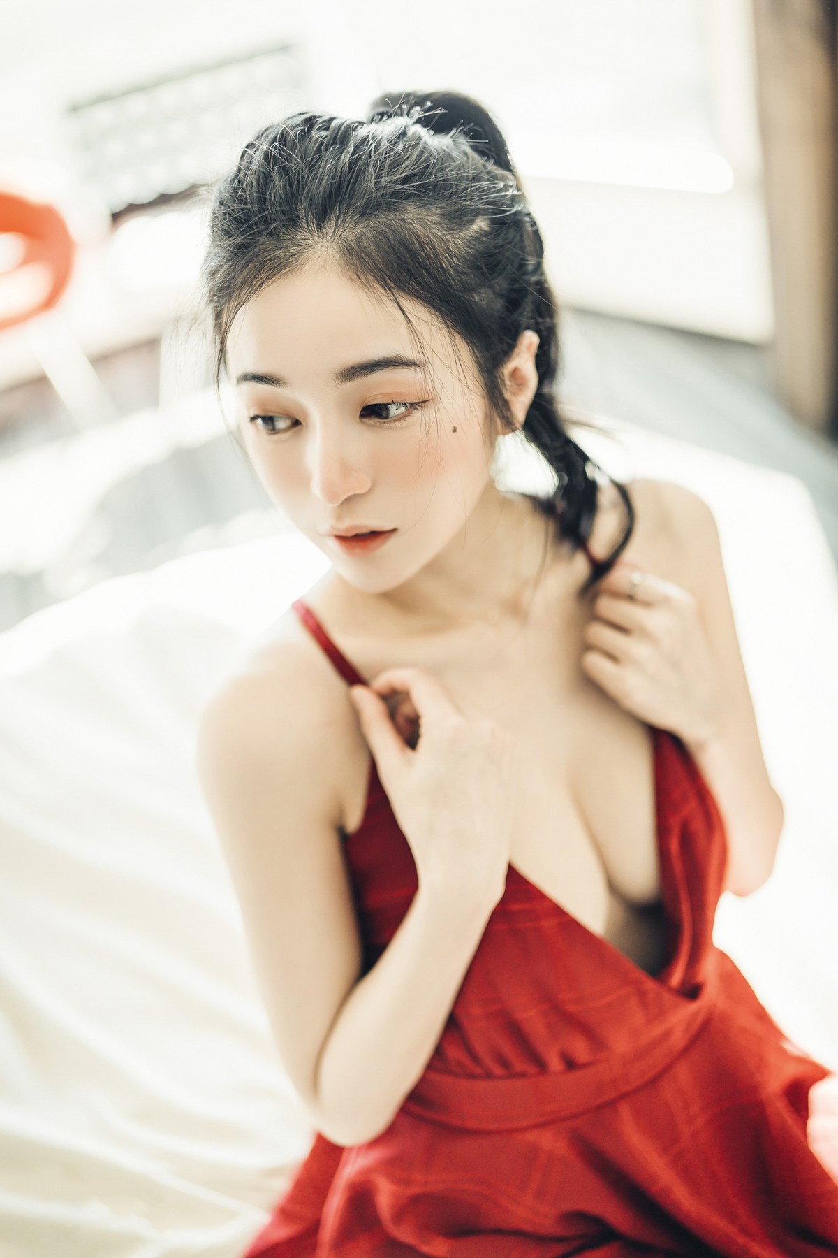 JVID精品 🔞仙仙辰 透明罩衫 透明駱駝蹄內褲 濕潤黑絲 我的女友 這次有點色😈有點甜 Set.01 16