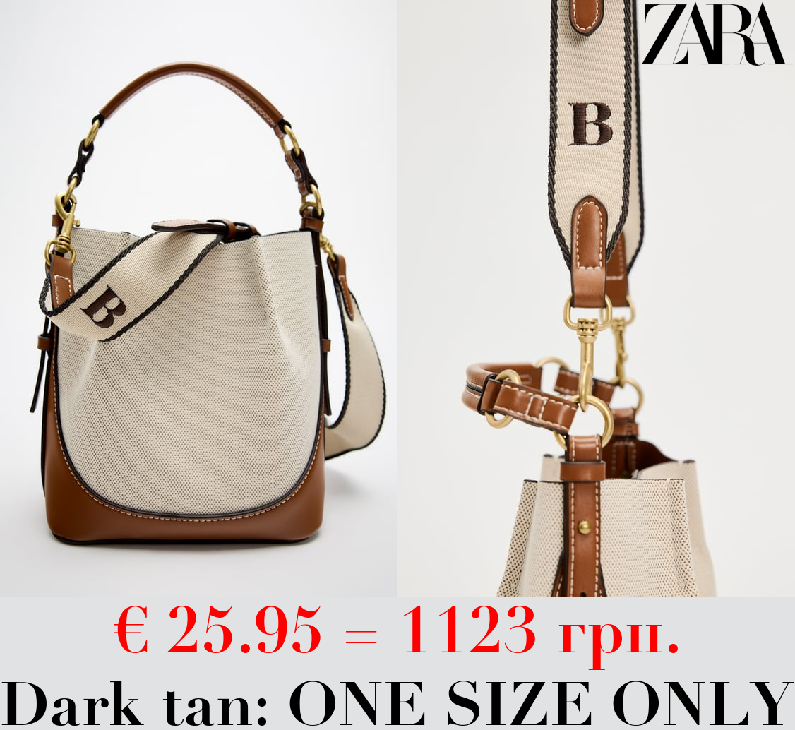 CANVAS BUCKET BAG WITH TOPSTITCHING