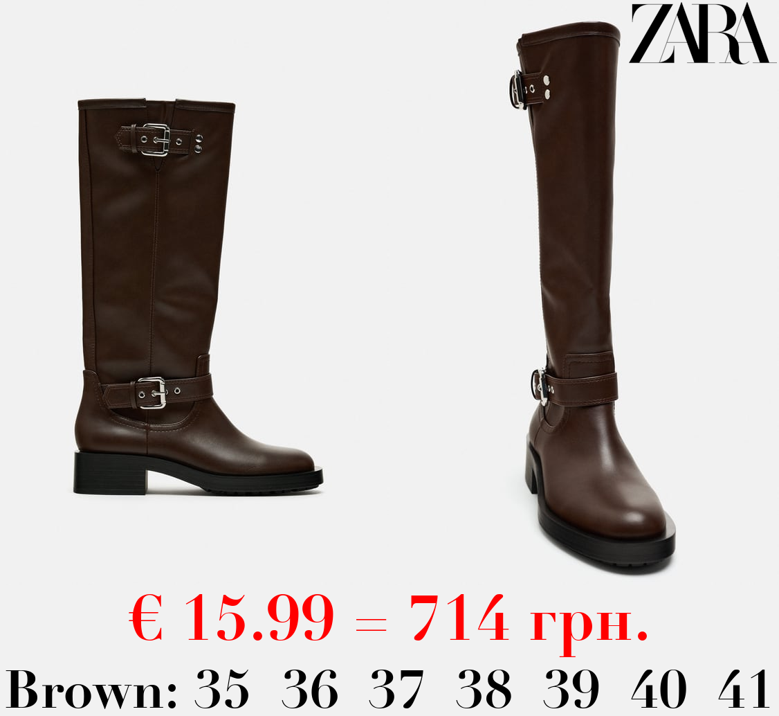 KNEE-HIGH BIKER BOOTS