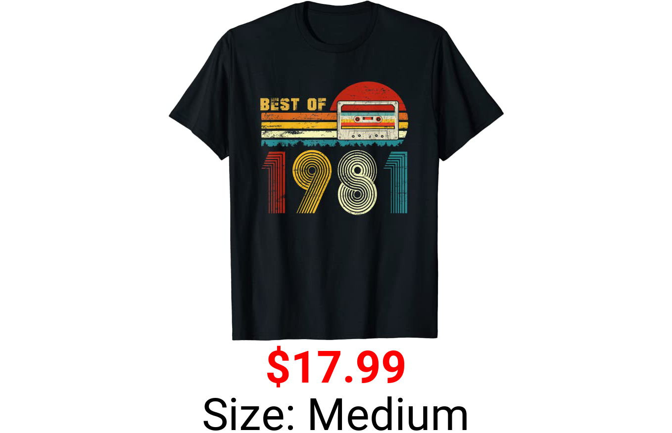 40Th Bday Gifts Best Of 1981 Retro Cassette Tape Vintage T-Shirt