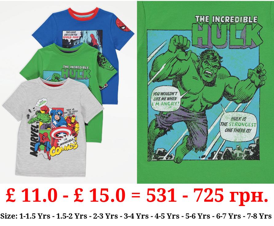 Marvel Comic Superhero T-Shirts 3 Pack